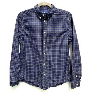 Ralph Lauren Polo Boys XL 18-20 blue plaid Long Sleeve Button Down Shirt Pony
